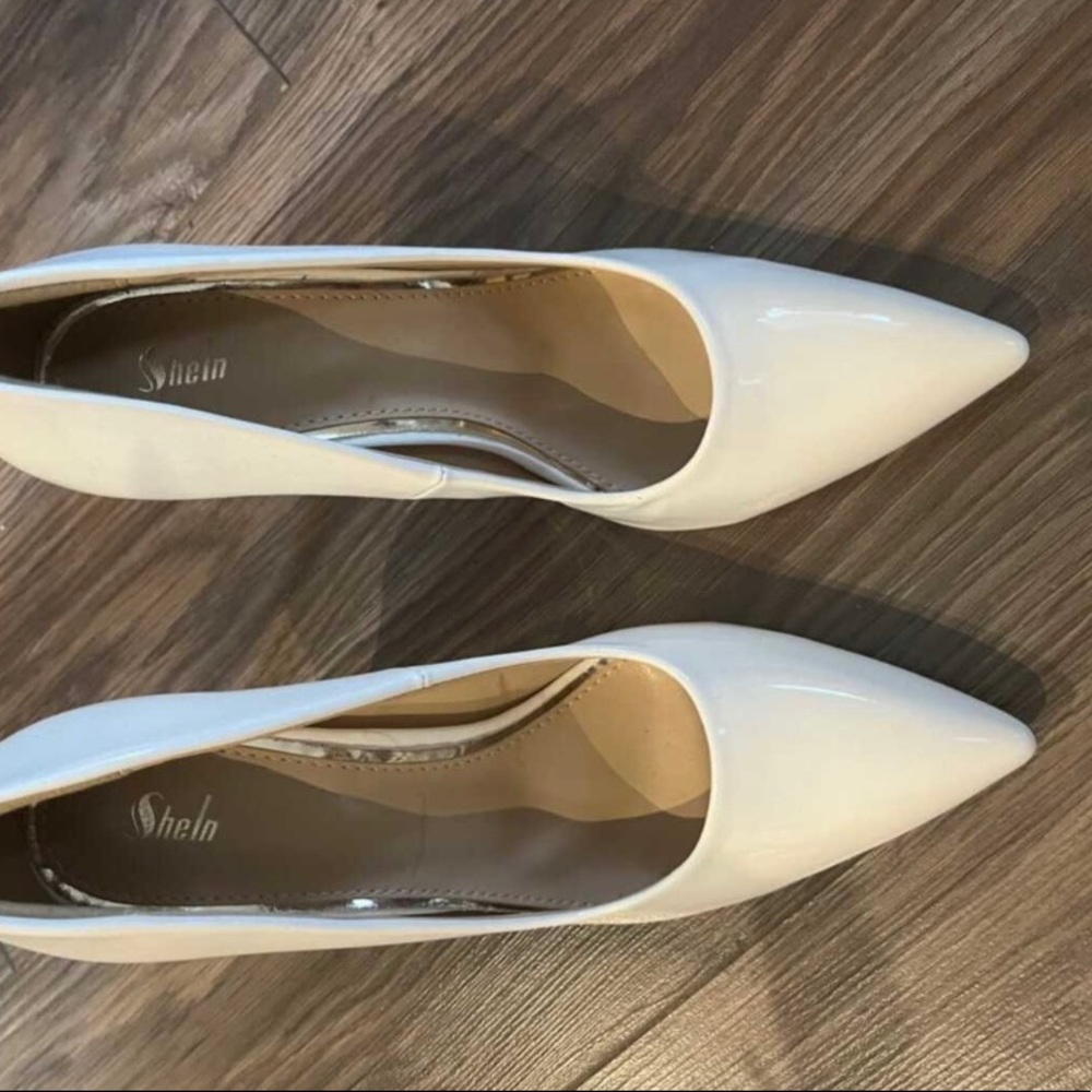 Glossy white heels